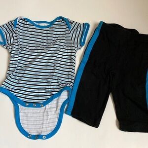 Boys 9 to 12 month baby gear, brand two piece set black pants,  striped …